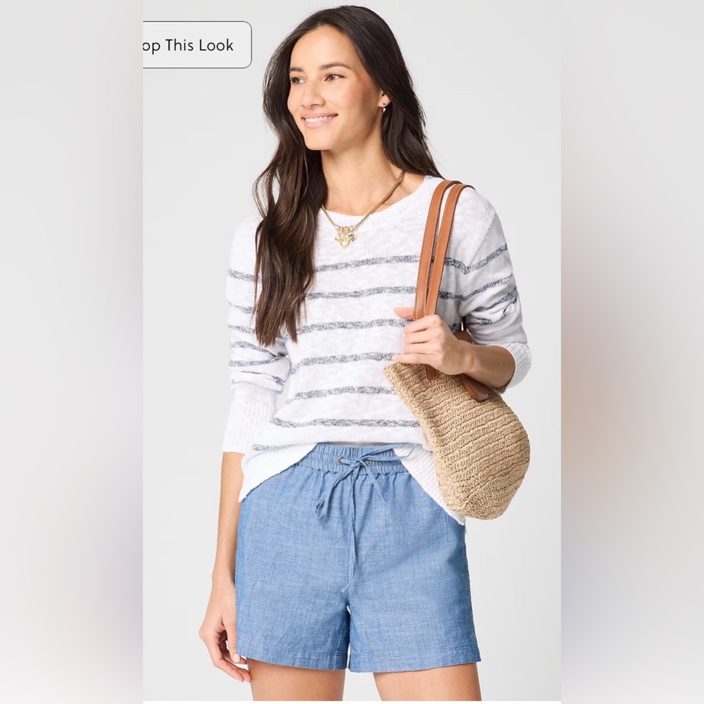 J. Crew Khaki Drawstring Linen-Blend Shorts